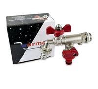 Wärmer System Butterfly Double Outlet Tap 1/2" x3/4" x3/4" | Outside Wall Mounted, 1/2 inch Garden Tap, Check Valve
