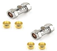 Wärmer System Isolating Valve 15mm Chrome with 4 Brass Olives, Pack of 2