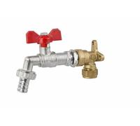 Wärmer System Outside Garden Tap, Single Outlet, Wall Mounted, 1/2 Inch (G1/2), Solid Brass with Lock Nut and PTFE Washer