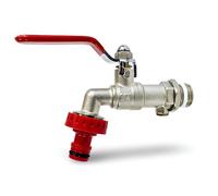 Wärmer System Outside Garden Tap with Check Valve, 1/2 inch Garden Tap, Double Outlet Tap (Lever Handle Garden Tap with Hose Connector)