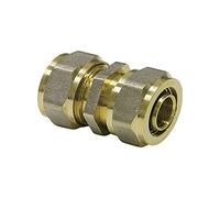 Wärmer System Straight Coupling Repair Connector, Brass Compression Fitting for PEX Plumbing, Watertight Seal, Gold, 20MM (2 Pack)