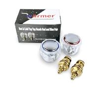 Wärmer System Tap Repair Kit - 2 Tap Heads + 2 Brass Valves - Hot & Cold Replacement Valves for Bathroom & Kitchen - 1/2" Reviver Set