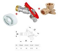 Wärmer System Tap Valve Lock with Padlock, Brass Wall Mount Compression Fitting with Wall Plate Elbow, 15 mm, Chrome Finish