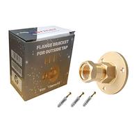 Wärmer System Wall Mount Flange Bracket for Outside Tap, 15mm Copper or Plastic Pipe Compatible, 1/2 inch BSP Through-Wall Fitting, Brass Finish