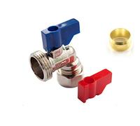 Wärmer System Washing Machine Angle Valve with Handle, 15mm x 3/4 BSP Connection, Brass Construction with Extra Olive Fitting, Chrome Finish
