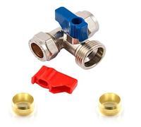 Wärmer System Washing Machine Tap Tee 15mm x 3/4-inch BSP with 2 Extra Brass Olives for Plumbing Connection