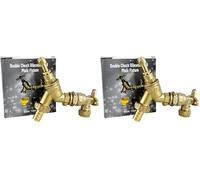 Wärmer System Water Outdoor Double Check Brass Bibcock Tap 1/2''BSP with Wall Plate Elbow Fixture (Pack of 2)