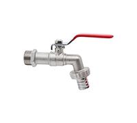 Wärmer Systems 1/2 Garden Lever Tap Valve with Red Handle and Metal Hose Plug - Outdoor Bib Tap with BSP Thread