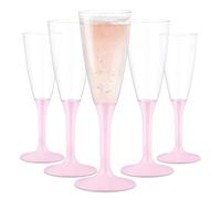 WAF RucBicchieri Pack 60 Glasses USE & RE-USE Lightweight Champagne Flute 10 Cl. BPA-Free, in Recyclable Plastic, Just Insert Them into The stem Through The Practical Joint (Pink)