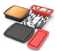 WAFE Brownie Cake Tins & Trays for Baking, Set of 2 Bread & Loaf Tins, Non Stick Collapsible Silicone Food Grade Moulds Pan for Loaves, Chocolate Bar & More