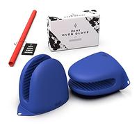 WAFE Mini Oven Gloves for Air Fryer - 2 Silicone Finger Gripper Kitchen Mitts - Heat Resistant Pinch Covers for Cooking, BBQ, Grilling - One Size Fits All Double Hand Pot Holder w/Oven Rack Protector