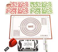 WAFE Silicone Oven Liner Baking Mat -3 Colour Coded Non Stick Sheets for Tray, Mini Oven Glove & Storage Band, Reusable BPA Free Bakeware