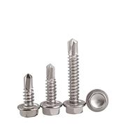 Wafer Head Self Tapping Screws Hex Head Self Drilling Screw 304 410 Stainless Steel M4.8x(13-50) mm Pack Of 20 50 100 Pcs(100 Pcs (410materia),M4.8 x 19mm)