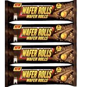 Wafer Rolls Crispy Rolled Wafer Biscuits - Coconut, Caramel, Vanilla, Peanut & Chocolate Cream Filled - Milk Chocolate Coated Crispy Snack Rolls (12 x Pack, Wafer Rolls Peanut flavoured 24g)