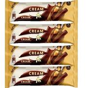 Wafer Rolls Crispy Rolled Wafer Biscuits - Coconut, Caramel, Vanilla, Peanut & Chocolate Cream Filled - Milk Chocolate Coated Crispy Snack Rolls (12 x Pack, Cream Wafer with Vanilla Cream 22.5g)