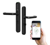WAFERLOCK L701N Smart Handle Lock, Black, 72mm centres, Left Handed | Bluetooth App Control, Key Card, Passcode, Physical Key, Weatherproof, Fire Protection, Stainless Steel