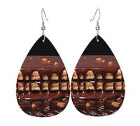 Wafers Dripping with Chocolate Leather Earrings Dangle Drop Earring Lightweight Teardrop Earrings Vintage Bohemian Earring for Women Christmas Birthday Gift Fashion Jewelry