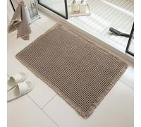 Waffle Bath Runner, Upgraded Waffle Runner Rug, Washable Drying Boho Bathroom Rugs Non Slip with Tassels for Hallway Shower Entry Farmhouse Home Decor, Double-Sided Use (Brown,20 * 32in)