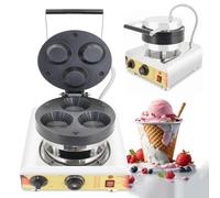 Waffle Bowl Maker, 1600W, 3 Plates, Adjustable Temperature 0-300°, 360° Double-Sided Heating, Commercial Egg Tart Pie Press Maker for Quiche