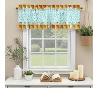 Waffle Candy Valances for Windows, Country Farmhouse Gold Waffle Texture Blue Candy Rod Pocket Valance Short Window Treatments Curtains for Kitchen Bathroom Bedroom Decor, 60 x 14 Inches