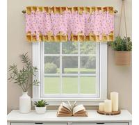 Waffle Candy Valances for Windows, Country Farmhouse Gold Waffle Texture Pink Candy Rod Pocket Valance Short Window Treatments Curtains for Kitchen Bathroom Bedroom Decor, 60 x 14 Inches