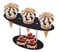 Waffle Cone Holder Stand - Structural Stability, 3 Holes Cone Holder, Acrylic Ice Cream Rack, Acrylic Ice Cream Catcher | Sushi Hand Roll Stand, Cornet Crumb Catcher For Wedding,