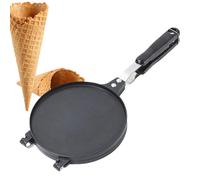 Waffle Cone Machine - Fine Checkered Nonstick Baker, Manual Press Mold For Chips And Crispy Pastries, Commercial Grade Breakfast Pancake Iron, F