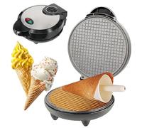 Waffle Cone Maker 1200W, Double-Sided Heating with Adjustable Thermostat, Non-Stick Plates for Ice Cream Cones and Egg Rolls, Fast Even Cooking, Compact Design for Home Kitchen Use