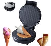 Waffle Cone Maker Machine - Non-Stick Waffle Maker with Browning Control, DIY Dessert Kit and Roller Press for Home Kitchen Parties