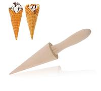 Waffle Cone Roller Ice Cream Cone Mould Wooden Ice Cream Roll Maker 9.3in Length Horn Pastry Roll Molds DIY Cooking Baking Pastry Tool for Cake Waffles Kitchen Tool