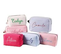 Waffle Cosmetic Bag Custom Embroidered Name Women's Travel Storage Bag Makeup Bags Personalized Ladies Birthday Gift Hand Bags, Multicolor, L, Portable