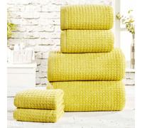 Waffle Design 100% Cotton 6 Piece Towel Bale Jive Green