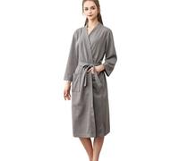 Waffle Dressing Gown Unisex Spa & Bath Robes For Women And Men - Womens Knee Length Waffle Robe - Splicing Pyjamas Lightweight Spa Robes Super Soft Dressing Gown Breathable Loungewear