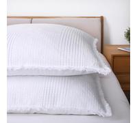 Waffle Euro Sham Covers White 26x26 Set of 2 Euro Pillow Covers Tassel Waffle Weave European Sham Quilted Cotton Large Decorative Pillowcase for Sofa Bed Square Crisp White