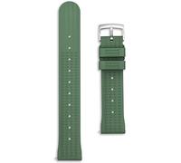 Waffle FKM Rubber Dive Strap | 22 mm Green | Quick Release Pins | Vintage Waterproof Replacement Divers Watch Band | Men and Women Diving Watchstrap | Silver Buckle (Green, 22mm)