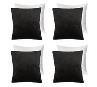 Waffle Fleece 4 x Cushion Covers with Pad OHS Black 45cm x 45cm