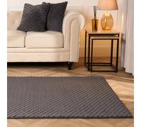 Waffle Fleece Rug Supersoft Faux Fur Living Room Bedroom Floor Anti Slip Carpet OHS Charcoal 120cm x 170cm