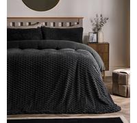 Waffle Fleece Thermal Duvet Cover Soft Bedding Set OHS Charcoal Single