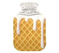 Waffle Grid Ice Cream Yellow Water Bottle for hot Water with Soft Cover, 2L Water Bags for (Scenario), (Scenario), (Scenario)