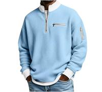 Waffle Half Zip Men's Sweatshirts Long Sleeve Plain Tops Regular Fit Solid Color Jumpers for Men Plus Size Lightweight Top Office Work Wear Pullover 1/4 Zip Outdoor Hiking Shirt