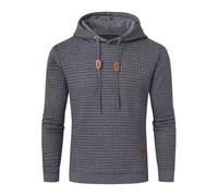 Waffle Hoodies for Men UK Warehouse Clearance Plain Hooded Sweatshirt Solid Work Jumpers Oversized Gym Hoody Long Sleeve Loose Fit Autumn Winter Pullover Tracksuit Tops Essentials Hoodie