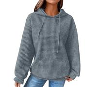Waffle Hoodies for Women Uk Sale, Solid Color Hoodie with Drawstrings Pocket 2024 Fall Trendy Weave Sweatshirt Lightweight Long Sleeve Waffle Plus Size Casual Loose Pullover Tops