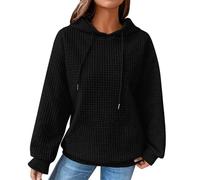 Waffle Hoodies for Women Uk Sale, Solid Color Hoodie with Drawstrings Pocket 2024 Fall Trendy Weave Sweatshirt Lightweight Long Sleeve Waffle Plus Size Casual Loose Pullover Tops