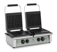 Waffle Iron 2 x 2,000 Watts Rectangular - Waffle Makers by Royal Catering Silver