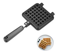 Waffle Iron with Non Stick Coating Double Wafflemaker Non Stick Dual Waffle Iron Plates 12.40 x 5.51inch Long Handle Waffleiron Stove Top Baking Pan Bakeware for Snacks Breakfast Lunch