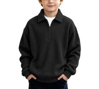 Waffle Knit Quarter Zip Sweatshirts Boys Baggy Back to School Sweatshirt | Comfort Textured Knit Pullover Tops, Long Sleeve Half Zip Smart Casual Sweatshirts, Back to School Outfits for Teen Boys