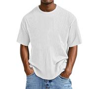 Waffle Knit Shirts for Men Short Sleeve Loose Casual Summer Fashion Crewneck T-Shirts Lightweight Loose Fit Athletic Tees Tops Pullover Blanco De Hombre Streetwear