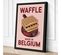 Waffle Made in Belgium Retro Canvas Wall Art Print 24x16 Inch