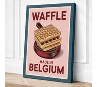 Waffle Made in Belgium Retro Canvas Wall Art Print 24x16 Inch (61 x 41 cm)
