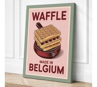 Waffle Made in Belgium Retro Canvas Wall Art Print 24x16 Inch | Ready to Hang, Gallery Wrapped, Fade-Resistant Inks, Securely Packaged, UK Made